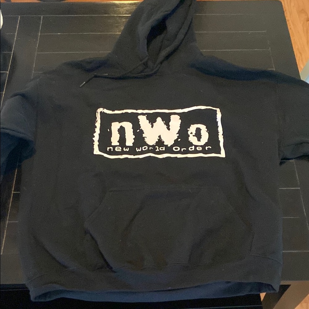 nWo men’s black hooded sweatshirt , size XL